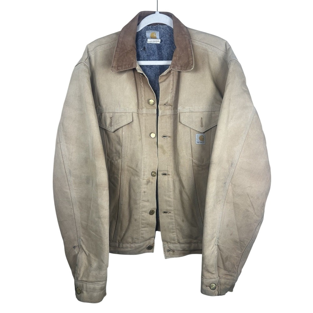 Carhartt J09 46 Tall Brn Blanket Lined Duck Canvas Trucker Jacket Vtg 6/2010 USA